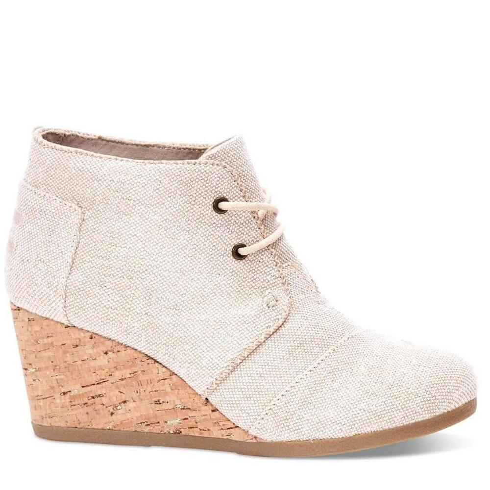 Toms Cream Ankle Booties with Wedge Heel